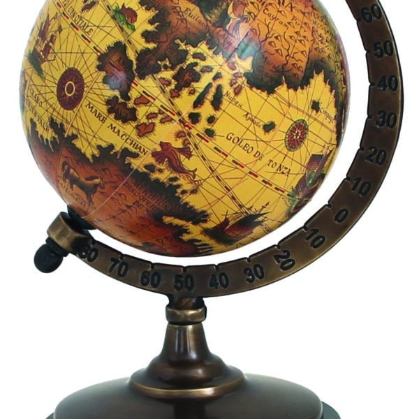 Globe Terrestre Vintage avec Socle en Marbre - 15 cm de Hauteur