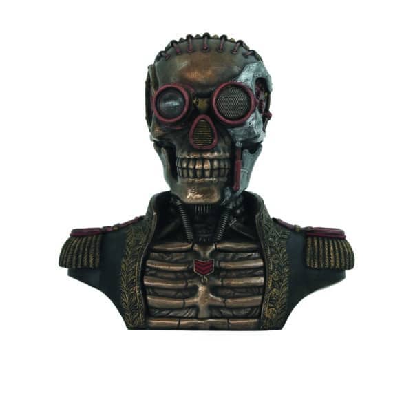 Statuette Squelette Steampunk en Uniforme avec Tiroir Secret