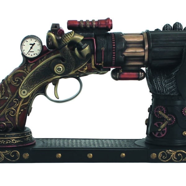 Statuette Steampunk Pistolet Décoratif - Support Main Mécanique