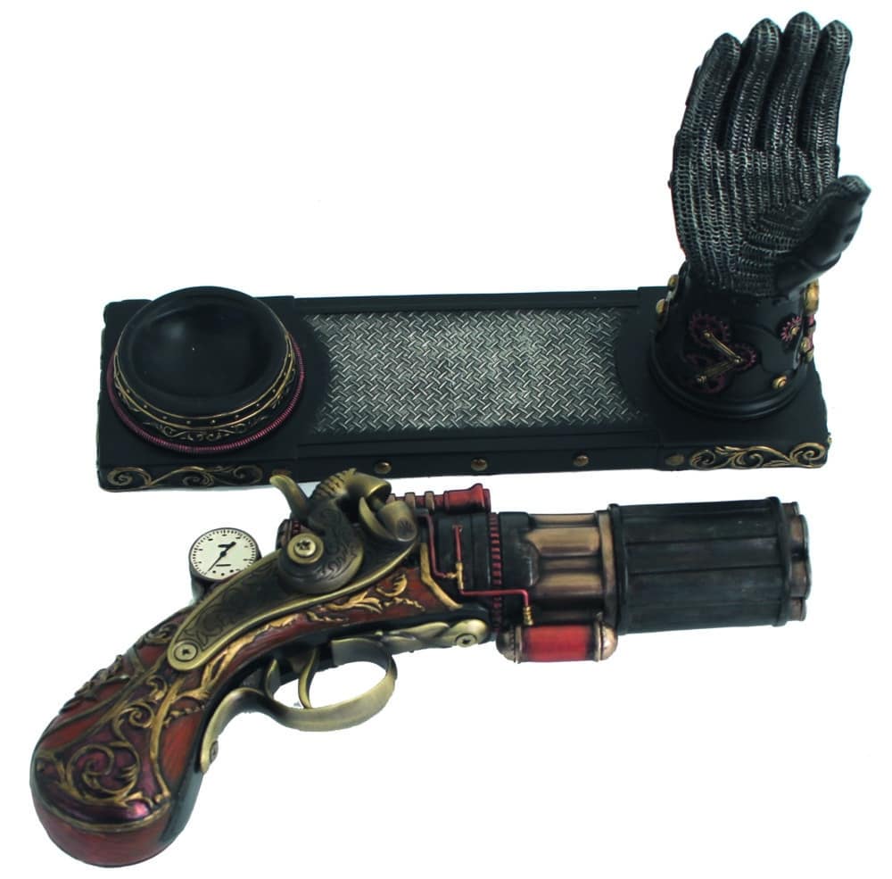 Statuette Steampunk Pistolet Décoratif - Support Main Mécanique