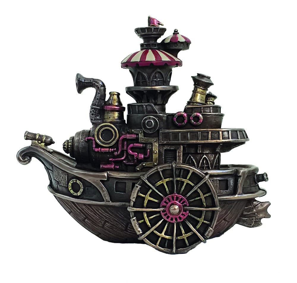 Statuette décorative en résine - Bateau Steampunk avec détails en bronze