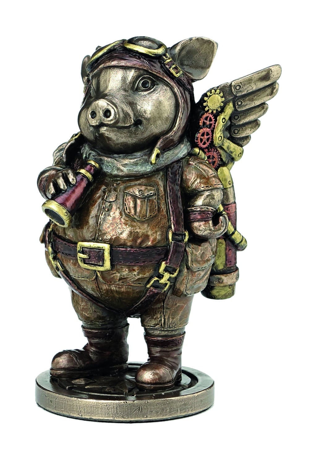 Statuette Cochon Aviateur Steampunk avec Ailes - Décoration Originale Vintage