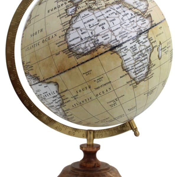 Globe Terrestre Décoratif avec Carte Actuelle et Base en Bois – Disponible en 3 Tailles