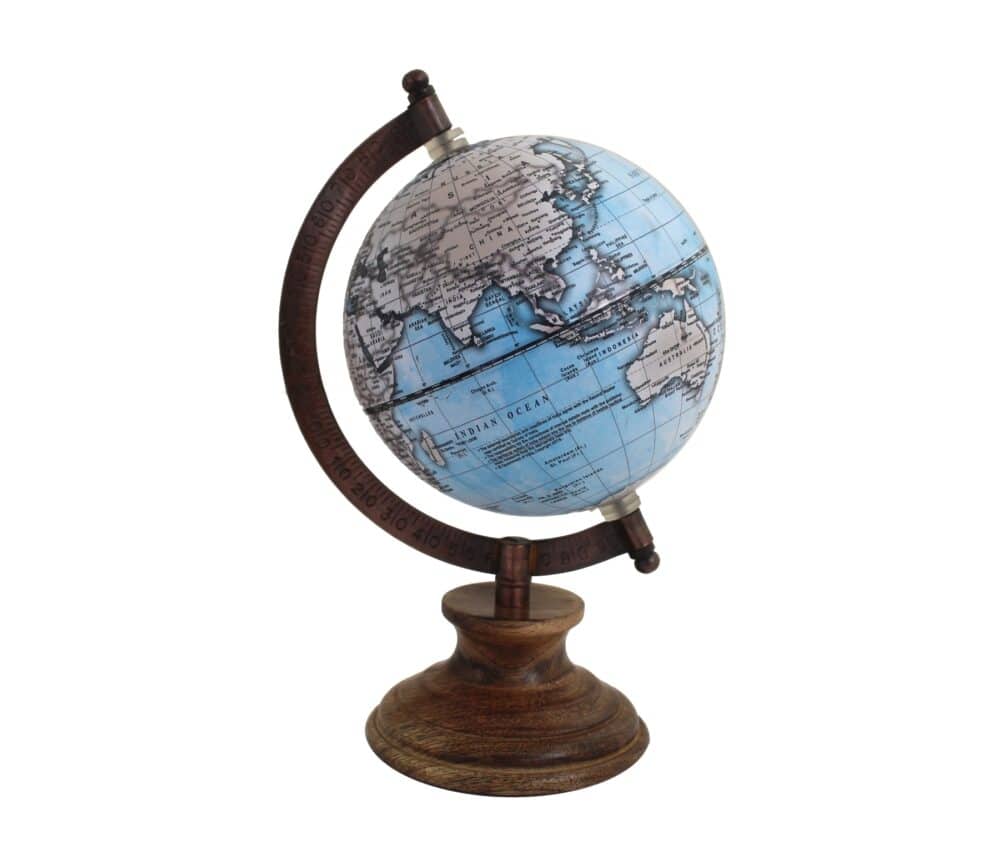 Globe Terrestre avec Carte Actuelle et Socle en Bois