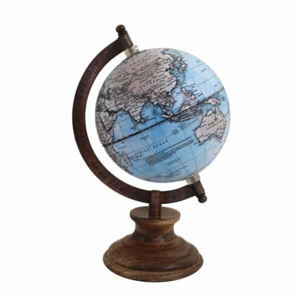 Globe Terrestre avec Carte Actuelle et Socle en Bois