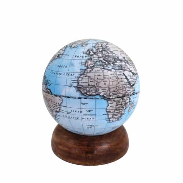 Globe terrestre avec Carte Actuelle et Base en Bois Amovible