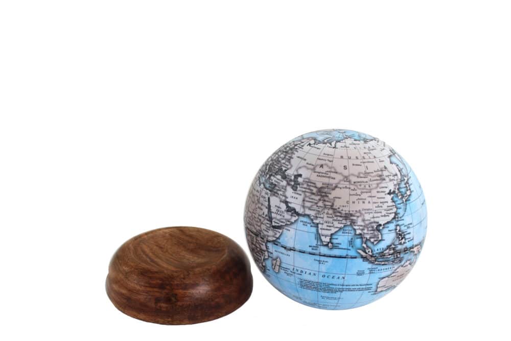 Globe terrestre avec Carte Actuelle et Base en Bois Amovible