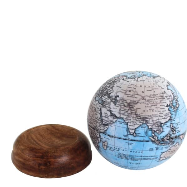 Globe terrestre avec Carte Actuelle et Base en Bois Amovible