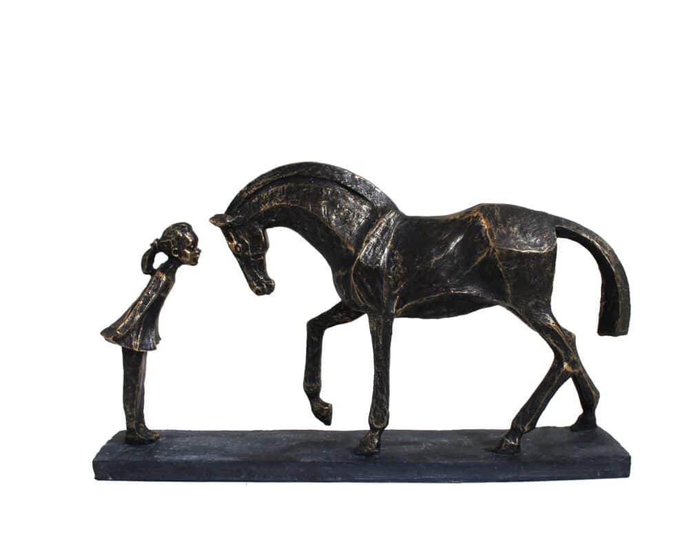 Statuette "Amitié Éternelle" – Petite Fille et Cheval