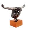 Statuette en Résine Finition Bronze - Sculpture d'Homme en Position Accroupie - Hauteur 30 cm