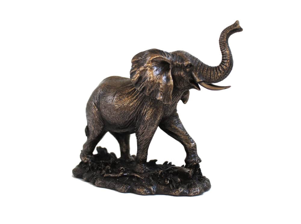 Statuette Élégante Éléphant en Résine Bronzée - Sculpture Détaillée de Faune Sauvage