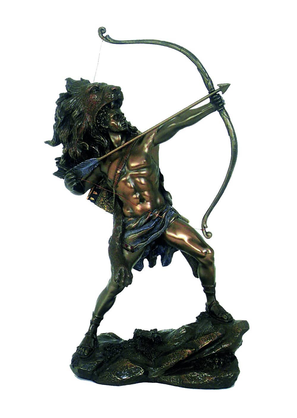 Statuette d'Hercule avec Peau de Lion en Résine Bronzée