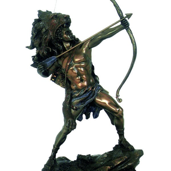 Statuette d'Hercule avec Peau de Lion en Résine Bronzée