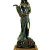 Statuette de la Déesse Fortuna avec Corne d'Abondance en Resine Bronze Patiné sur Socle en Bois