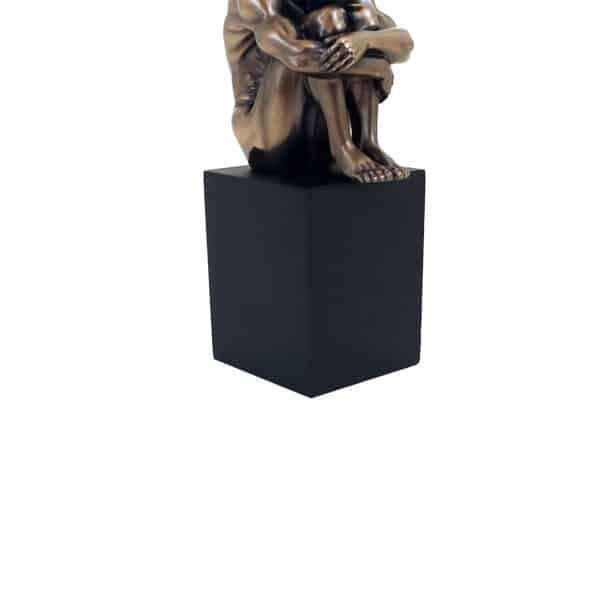 Statuette de Pensée Profonde en Resine Finition Bronze sur Socle Noir - Décoration Contemporaine