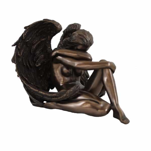 Statuette d'Ange en Resine Finition Bronze - Sculpture d'Ange Mélancolique