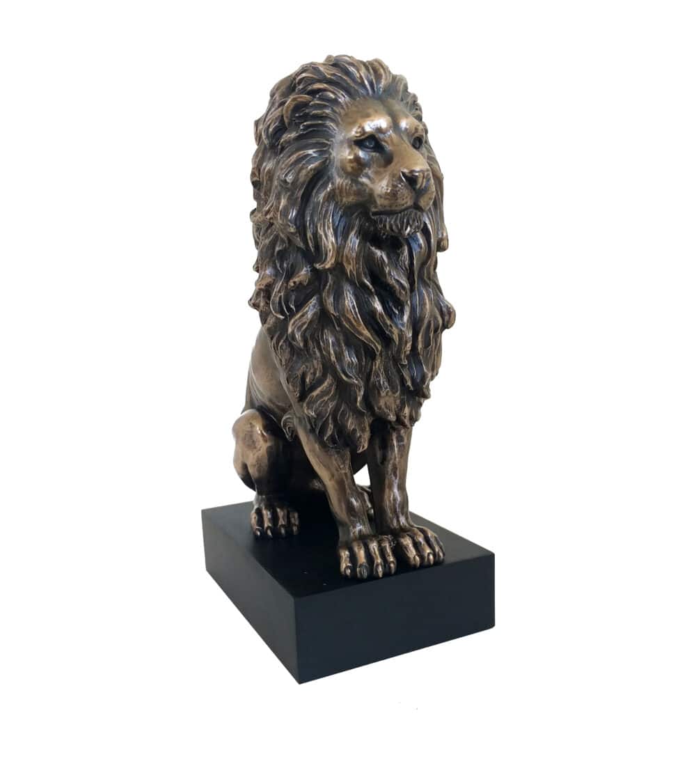 Statuette de Lion en Résine - Sculpture Décorative Animale en Imitation Bronze