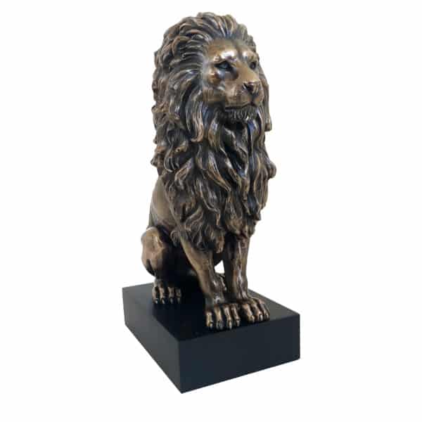 Statuette de Lion en Résine - Sculpture Décorative Animale en Imitation Bronze