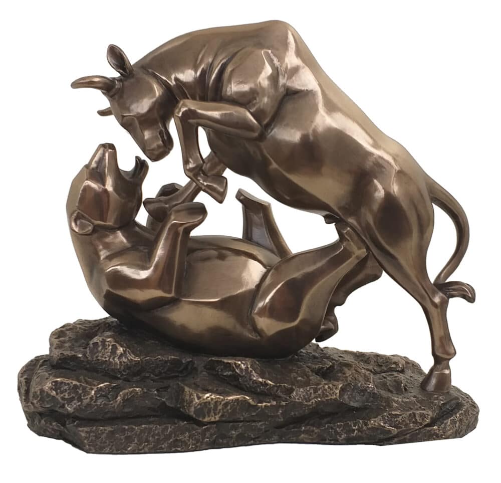 Statuette en Bronze "Taureau et Ours en Combat"