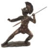 Statuette de Gladiateur en Resine Finition Bronze - Guerrier Romain en Position de Combat avec Lance