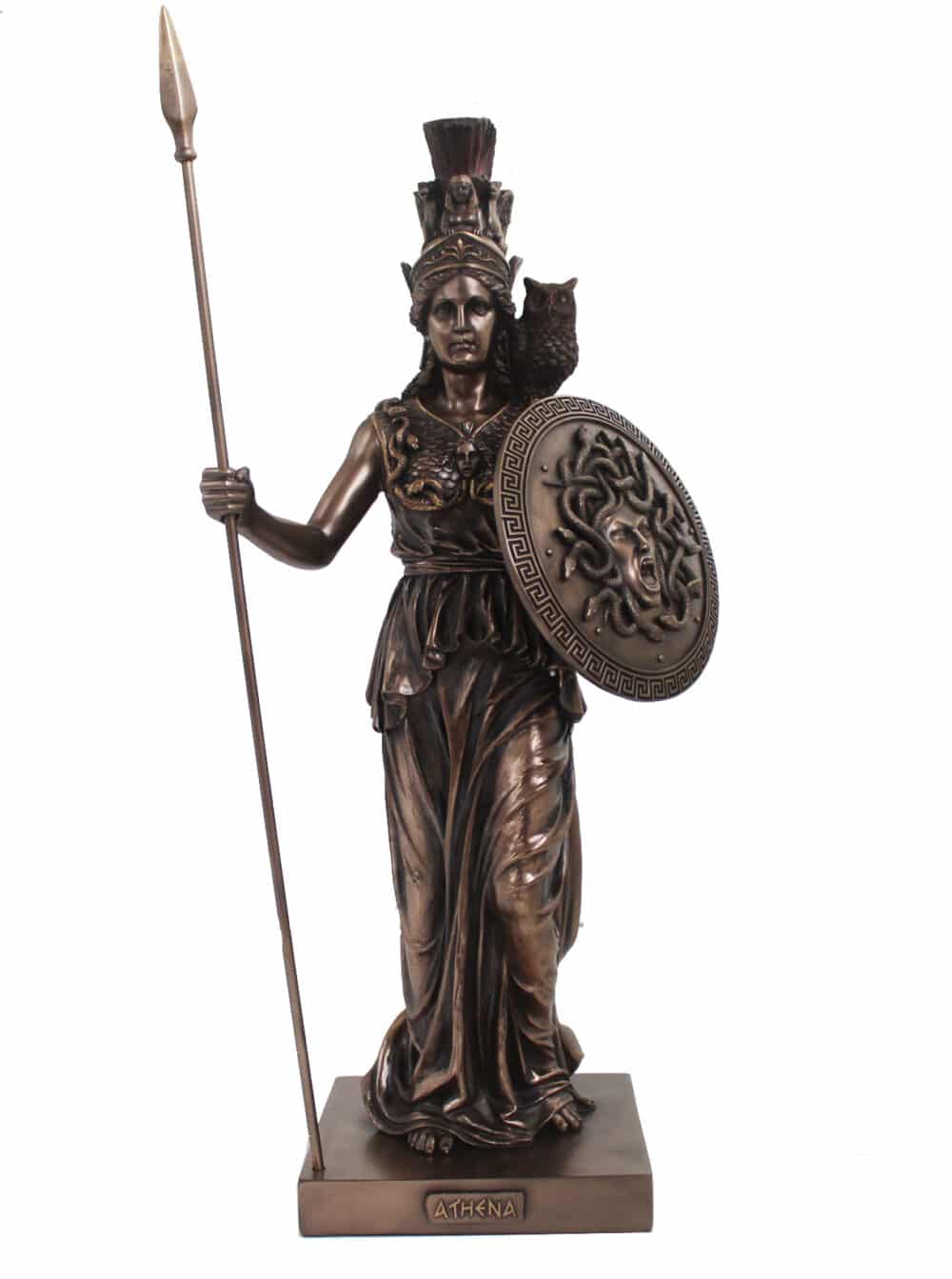 Statuette d'Athéna en Bronze - Déesse de la Sagesse et de la Guerre