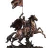 Statuette Chevalier Croisé à Cheval avec Drapeau - Sculpture en Résine Bronze