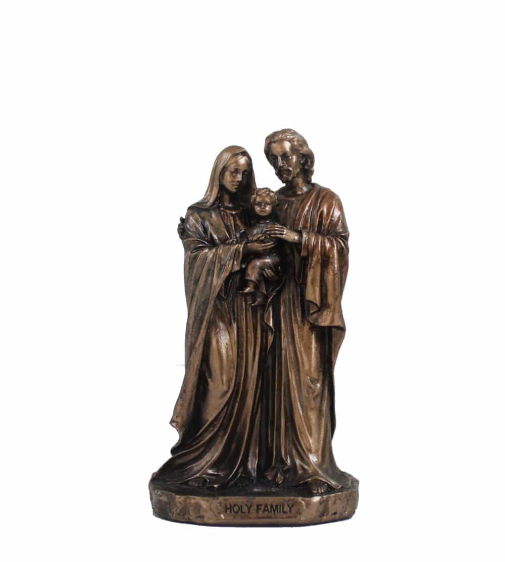 Statuette de la Sainte Famille en Résine Bronze - Sculpture Religieuse Décorative