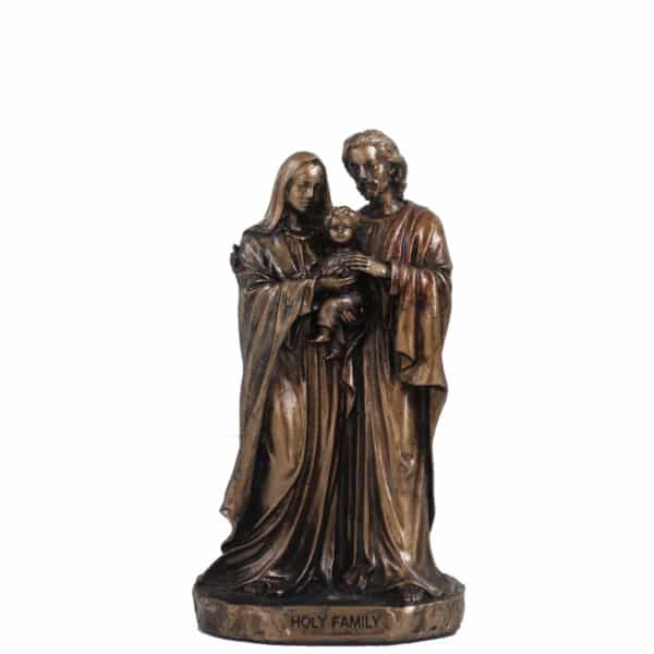 Statuette de la Sainte Famille en Résine Bronze - Sculpture Religieuse Décorative