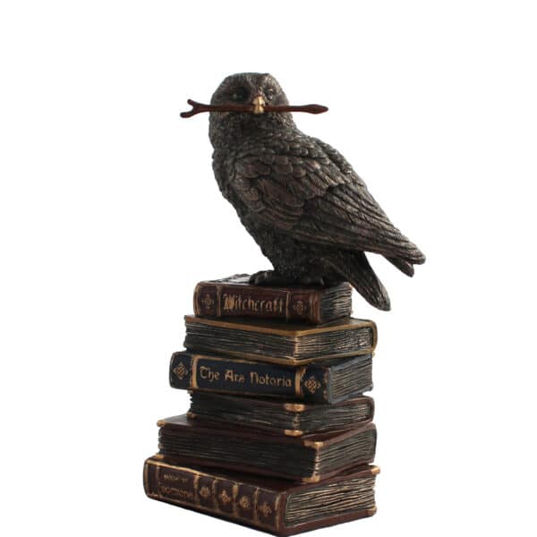 Statuette Hibou Mystique sur Livres Magiques - Décoration Esotérique