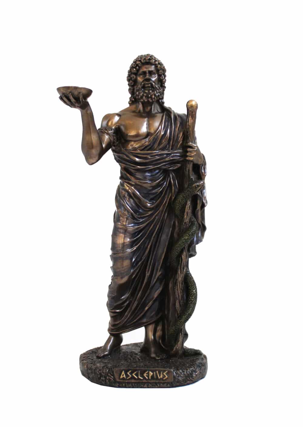 Statuette d'Asclépios - Sculpture en Résine et Bronze - Divinité Grecque de la Médecine